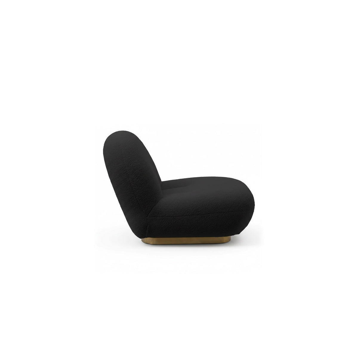 Fauteuil nuage pivotant 360 en tissu bouclette noir charbon, vue de profil