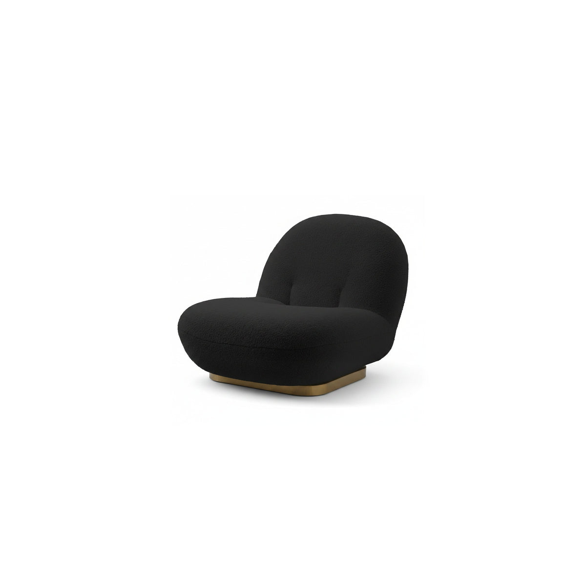 Fauteuil nuage pivotant 360 en tissu bouclette noir charbon, vue de trois quarts avant