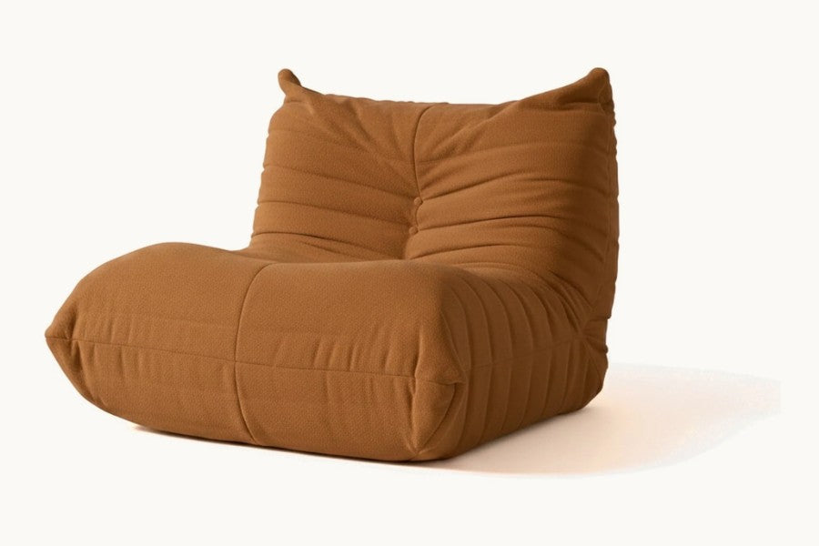 Pastille fauteuil sans accoudoir en velours teddy, coloris marron caramel