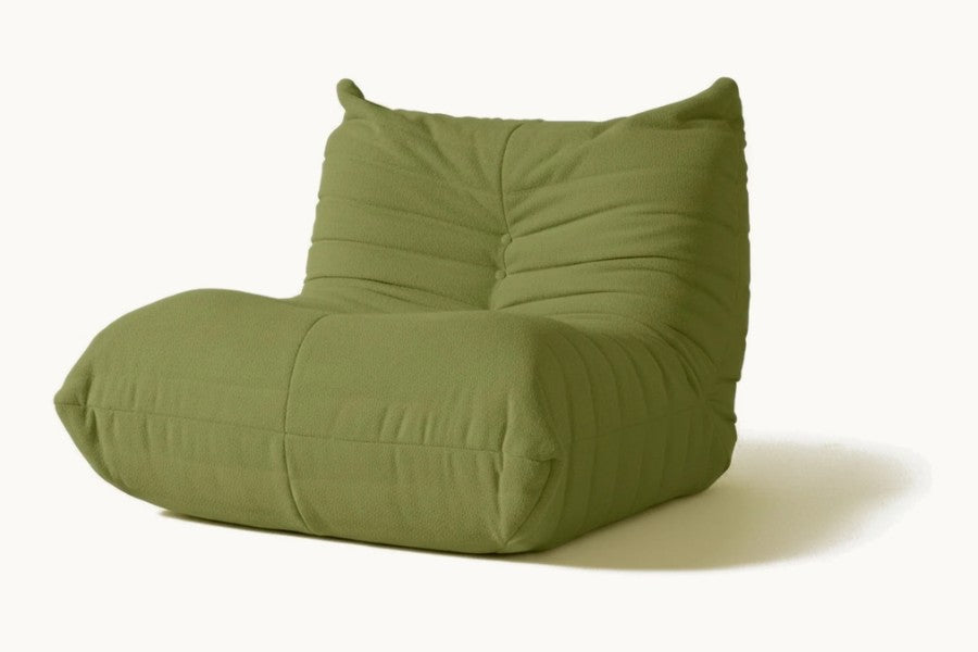Pastille fauteuil sans accoudoir en velours teddy, coloris vert olive