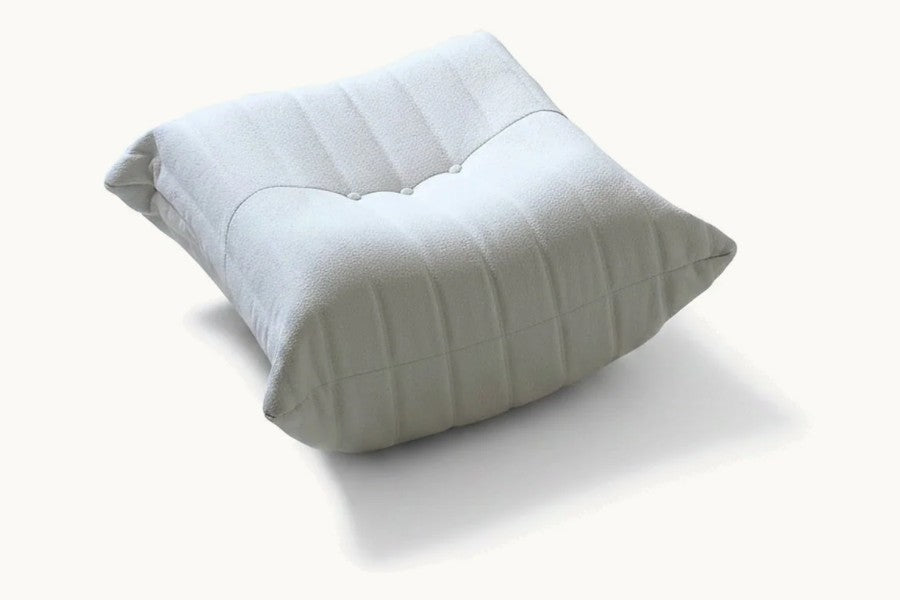 Pastille pouf repose-pieds en velours teddy, coloris blanc écru