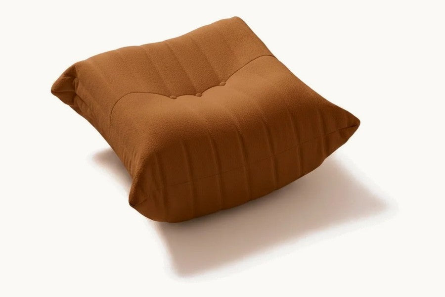 Pastille pouf repose-pieds en velours teddy, coloris marron caramel