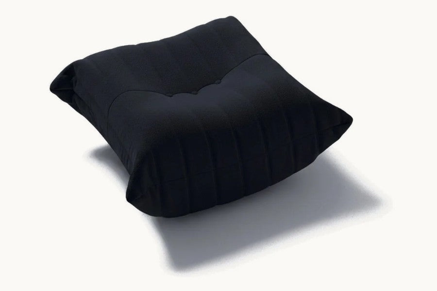 Pastille pouf repose-pieds en velours teddy, coloris noir charbon