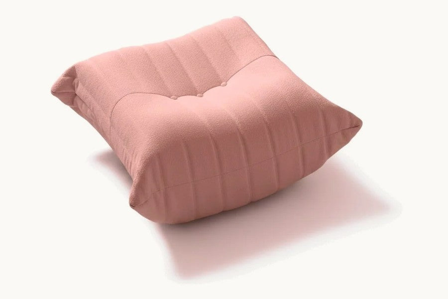 Pastille pouf repose-pieds en velours teddy, coloris rose poudré