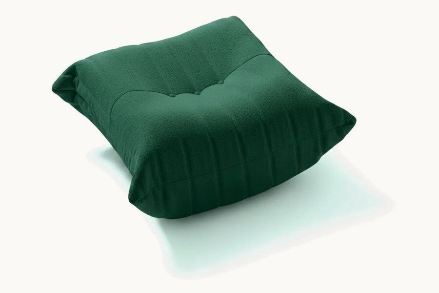 Pastille pouf repose-pieds en velours teddy, coloris vert sapin