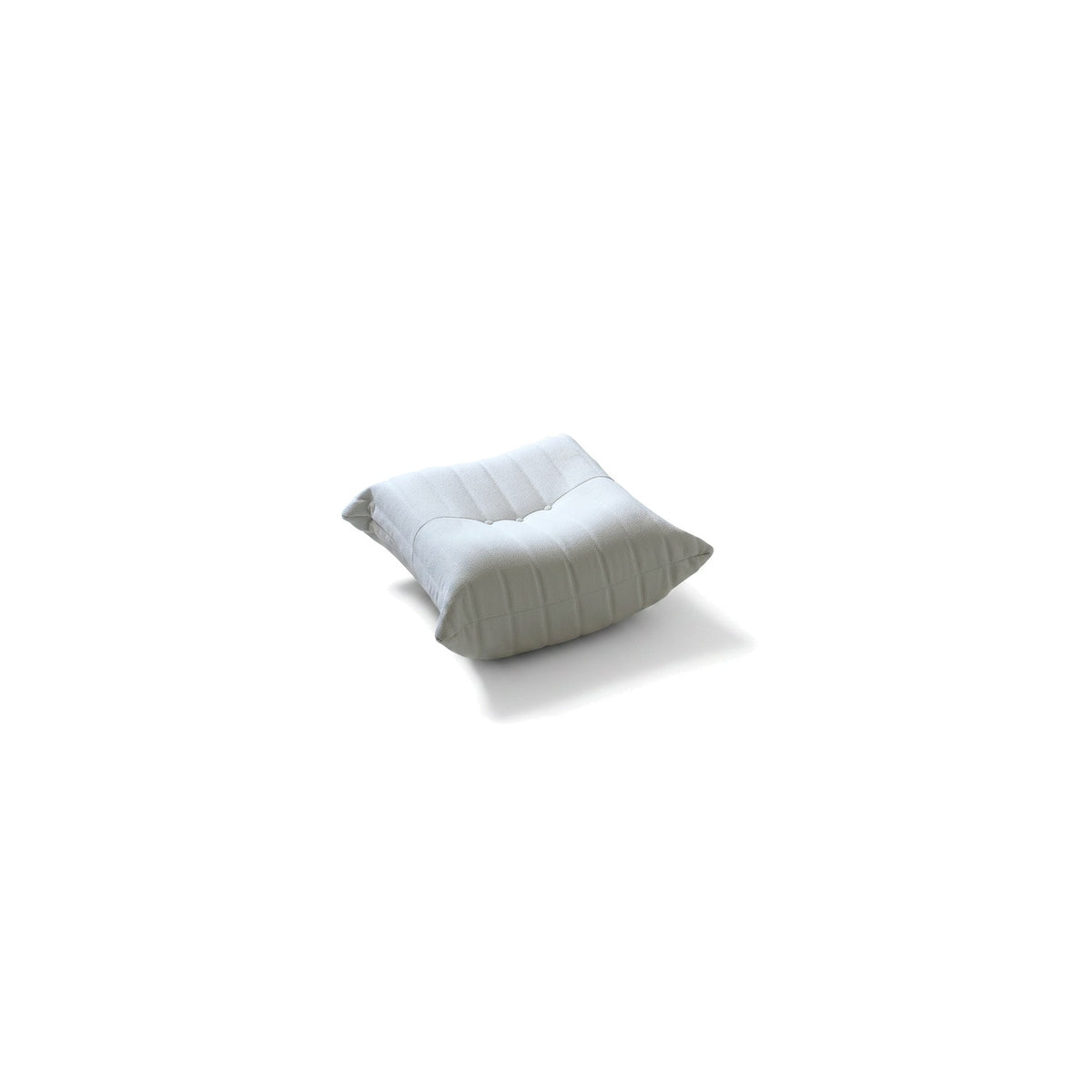 Pouf repose-pieds bas, velours teddy blanc écru, vue de trois quarts avant