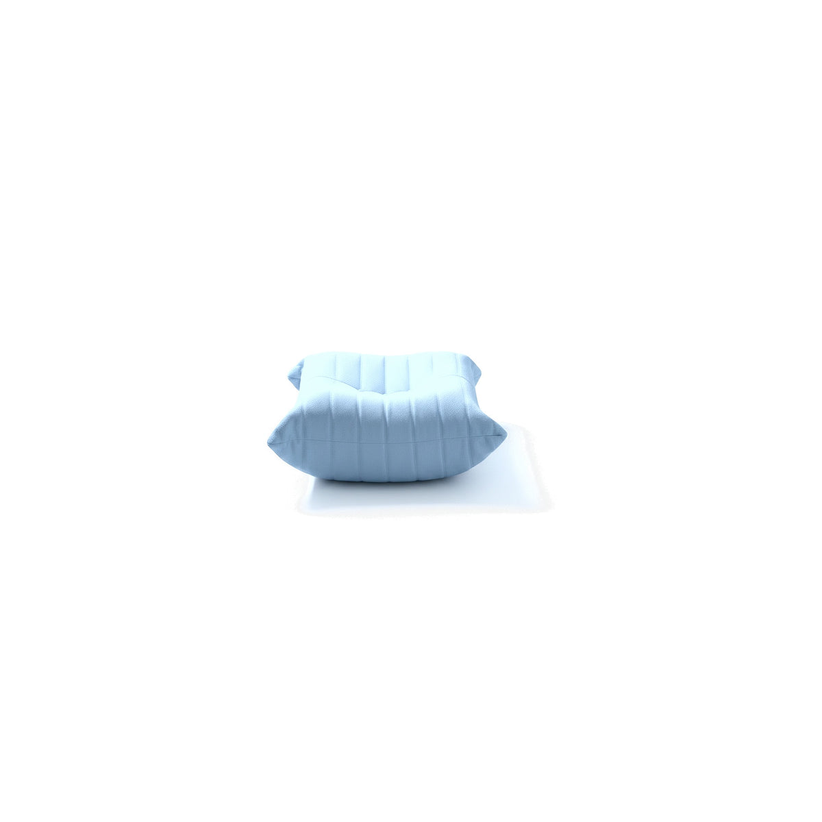 Pouf repose-pieds bas, velours teddy bleu ciel, vue de face