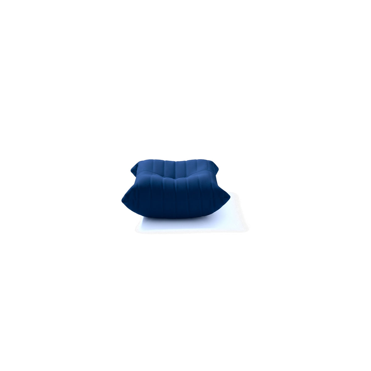 Pouf repose-pieds bas, velours teddy bleu marine, vue de face