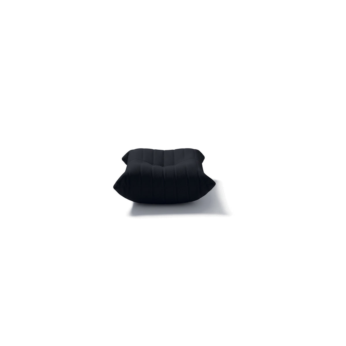 Pouf repose-pieds bas, velours teddy noir charbon, vue de face