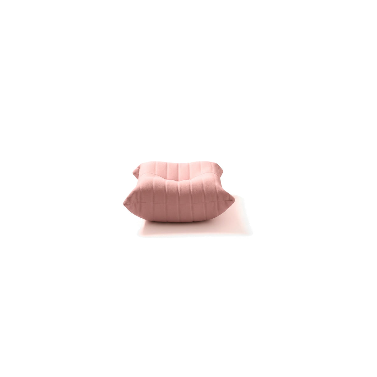 Pouf repose-pieds bas, velours teddy rose poudré, vue de face