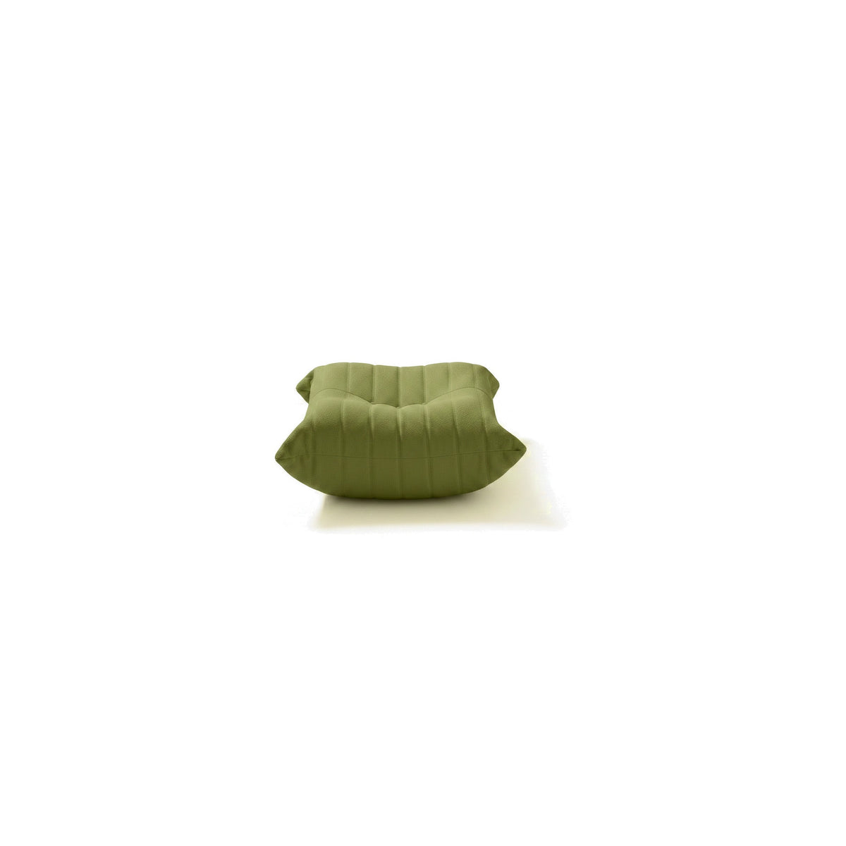 Pouf repose-pieds bas, velours teddy vert olive, vue de face