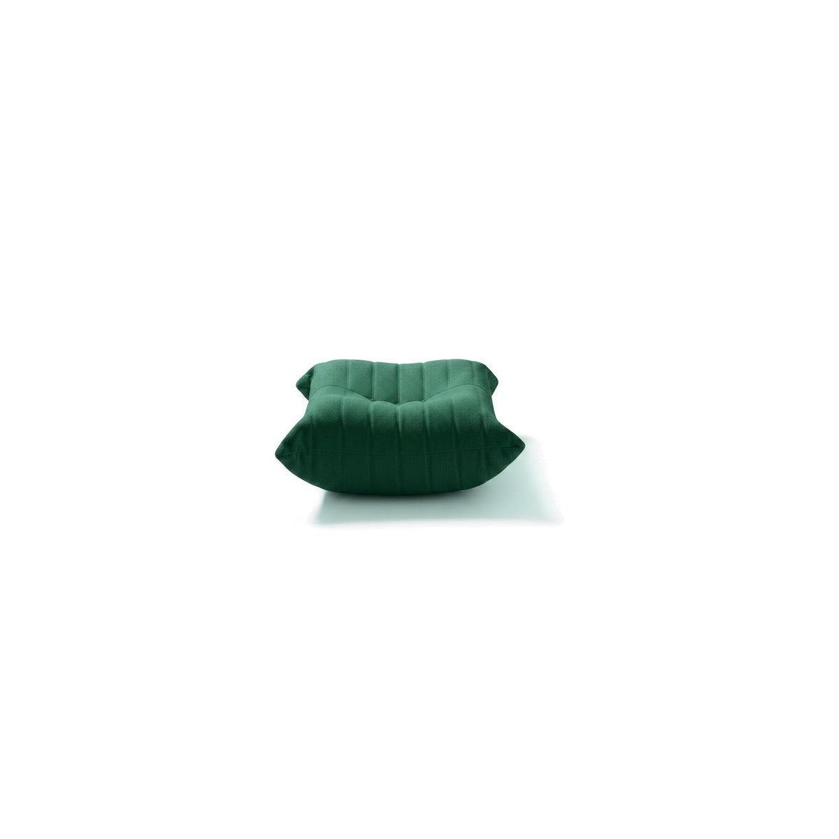Pouf repose-pieds bas, velours teddy vert sapin, vue de face